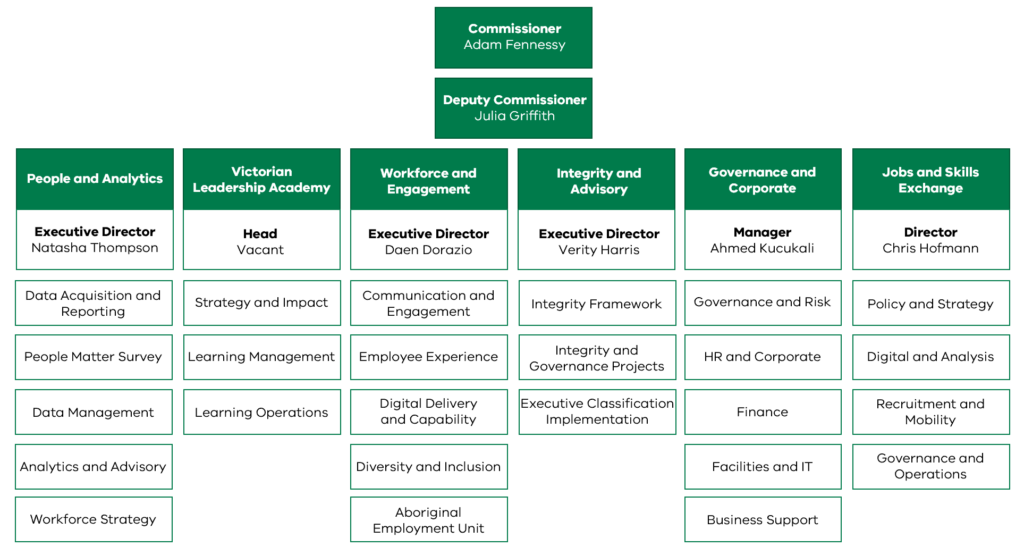 A chart showing the Victorian Public Sector Commission's organisational structure